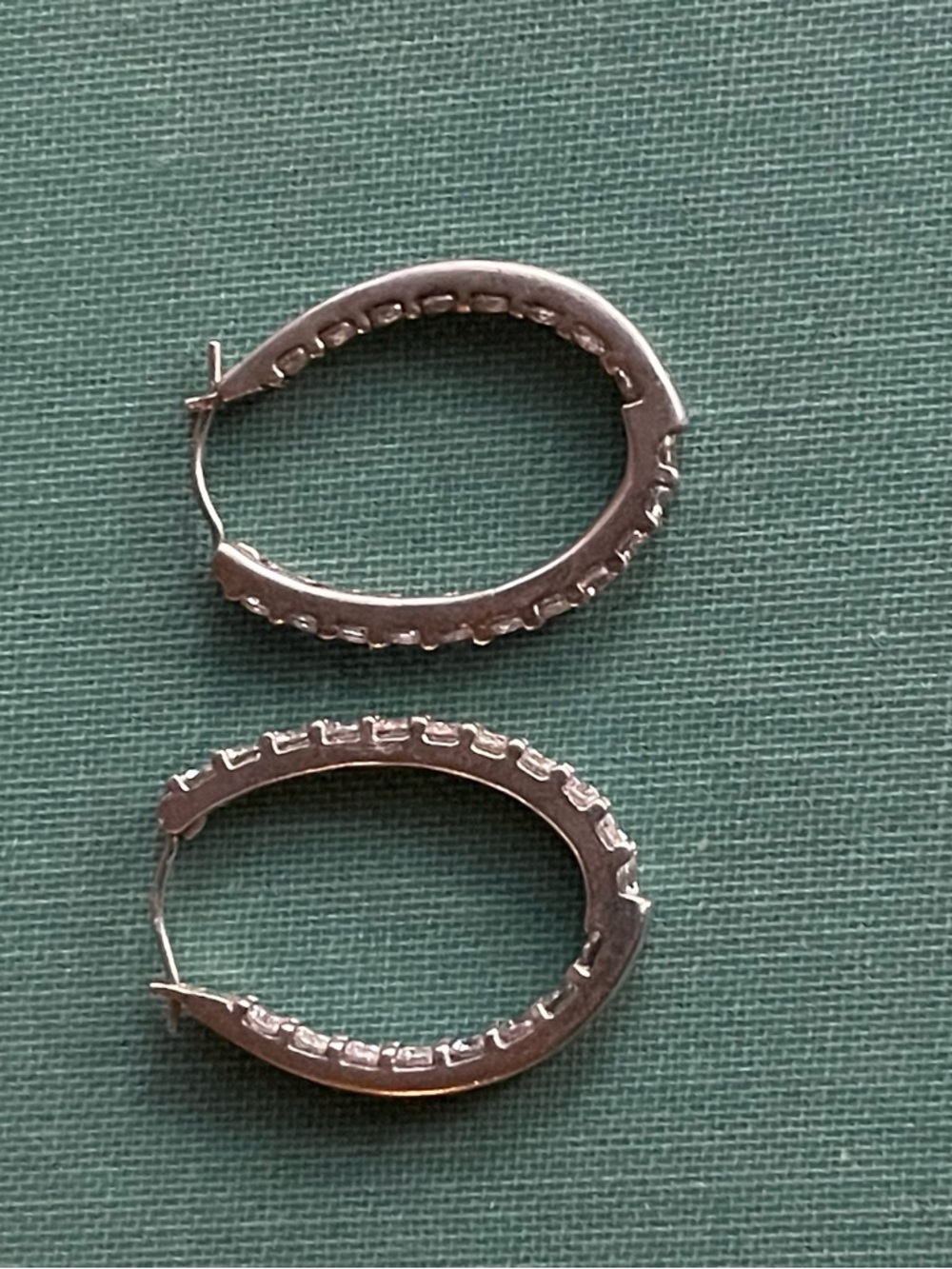 Vintage 925 DQCZ Diamonique Cubic Zirconia Sterling Silver Hoop Earrings 4.99g - Picture 7 of 10